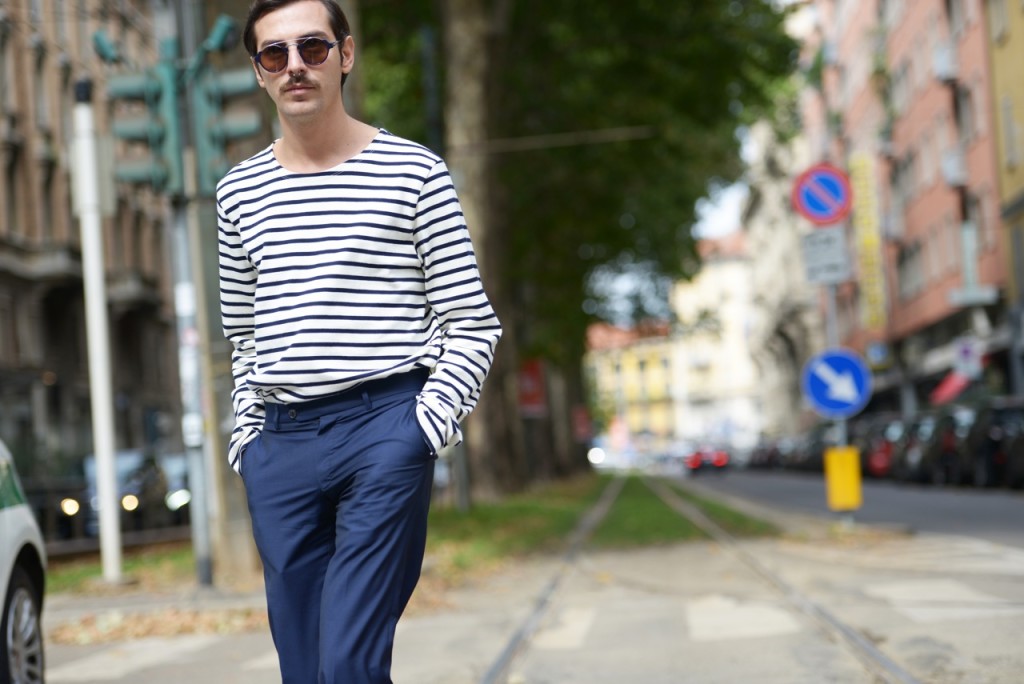 Milan fashion week 2015 day 4 striped navy streestyle
